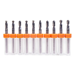 10-Piece Tungsten Carbide PCB Drill Bits Set, 1/8 Inch Shank Micro Drills for CNC Circuit Board Drilling