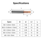 Specifications and size chart for MAXMAKE 6mm shank thread mills, showing M6 and M8 thread sizes.