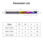 Single Flute (O-Flute) Up-Cut Spiral End Mill for Aluminum-4mm(5/32")Shank