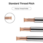 Close-up of the standard thread pitch on the 6mm thread mill, ensuring a precise thread profile.