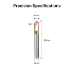 Dimensional drawing of the 4mm shank 90-degree chamfer mill.
