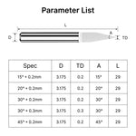 Engraving Bit-1/8″ Shank Parameter List