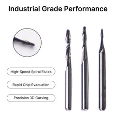 Industrial 2-Flute Spiral Ball Nose CNC Bit with Rapid Chip Evacuation for Precision 3D Wood and Acrylic Carving