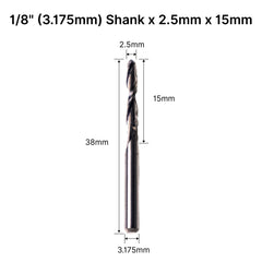 MAXMAKE 2.5mm Ball Nose CNC Bit, 1/8" (3.175mm) Shank, 15mm Flute Length Technical Specifications for 3D Carving