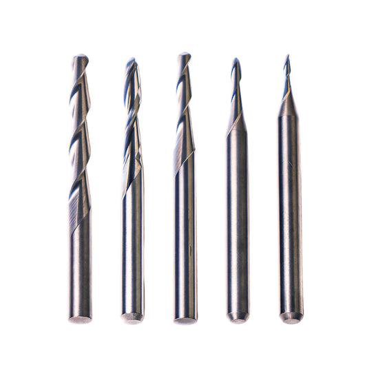 2-Flute Spiral Ball Nose End Mill for Wood & Acrylic 3D Carving, 1/8" Shank Solid Carbide CNC Router Bit