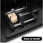 MAXMAKE HiMill flat-jaw vise securing a square wooden workpiece firmly for precise CNC carving.