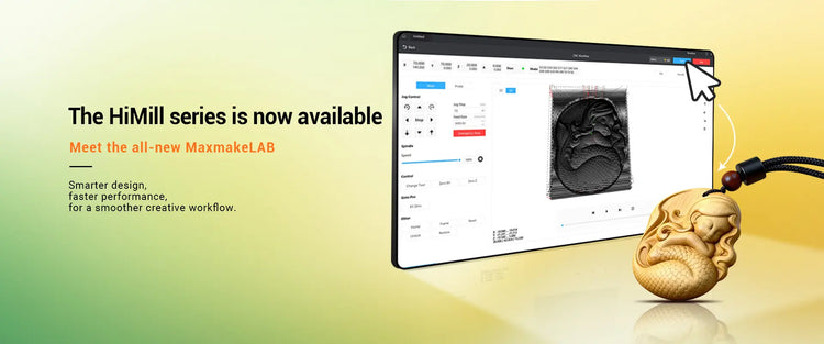 New MaxmakeLAB software interface for HiMill series desktop CNC machines, featuring optimized workflow and professional CNC control systems
