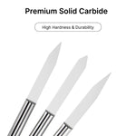 Close-up of premium solid carbide engraving bits, featuring high hardness and durability for long-lasting performance.