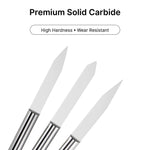 Close-up of premium solid carbide engraving bits, featuring high hardness and wear resistance for long-lasting performance.