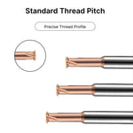 Close-up of the standard thread pitch on the 6mm thread mill, ensuring a precise thread profile.