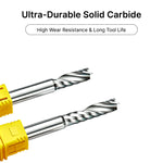 Close-up of the ultra-durable solid carbide material on the 6mm end mill, providing high wear resistance and long tool life.