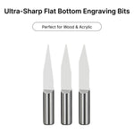 Ultra-sharp 6mm flat bottom engraving bits, perfect for precision carving in wood and acrylic.