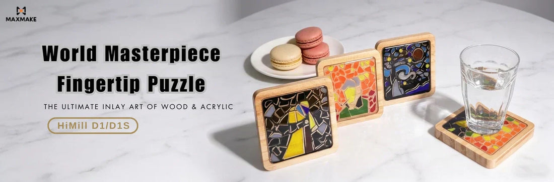 [CNC Inlay] DIY Resin & Acrylic Mosaic Coasters with MAXMAKE HiMill D1S 🎨