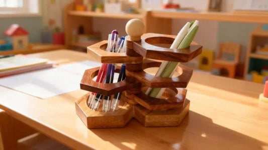 DIY Rotating Hexagon Wood Desk Organizer | Desktop CNC Project✏️🪵
