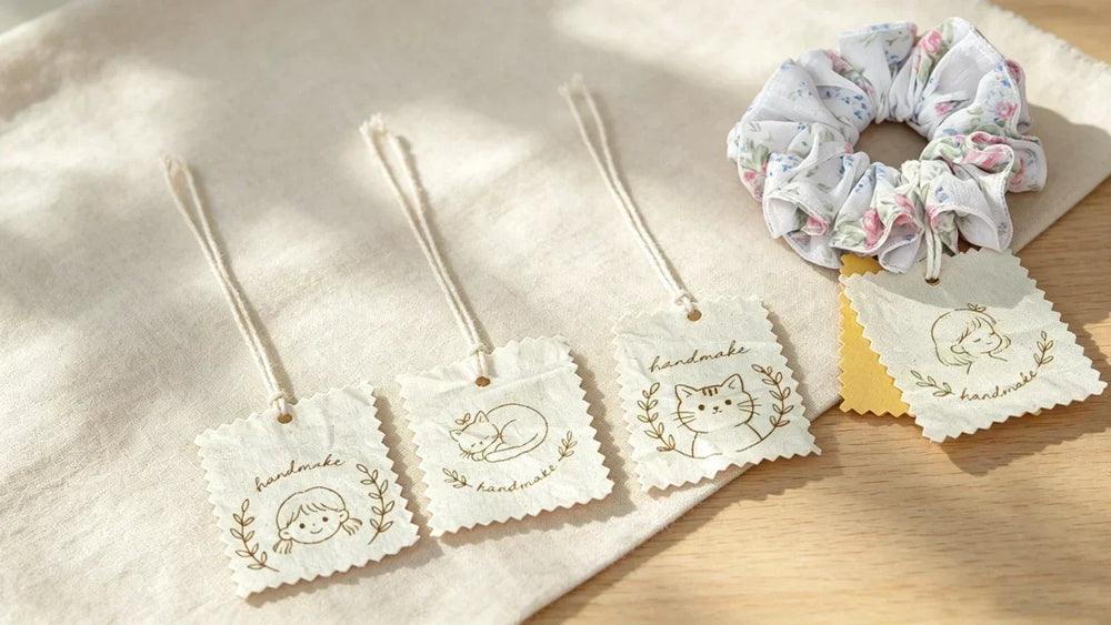 Laser Engraved Fabric Labels for Handmade Scrunchies with HiMill D1S