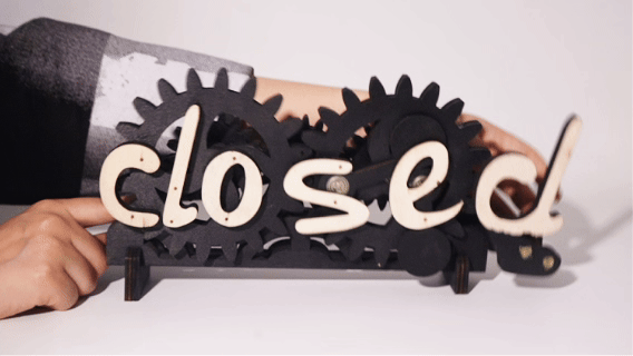[CNC Mechanical Aesthetics] The Satisfying Flip! Making a Kinetic Gear "Open/Closed" Sign with HiMill D1S ⚙️🏪
