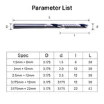 1-Flute (O-Flute) Up-Cut Spiral End Mill(for non-metallic use)- 1/8″ Shank