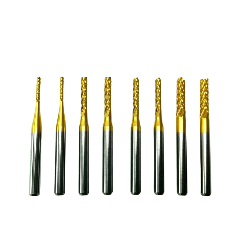 10-Pack TiN Coated Corn Teeth End Mill - 1/8" (3.175mm) Shank