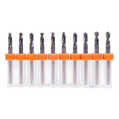 10-Piece Tungsten Carbide PCB Drill Bits Set, 1/8 Inch Shank Micro Drills for CNC Circuit Board Drilling