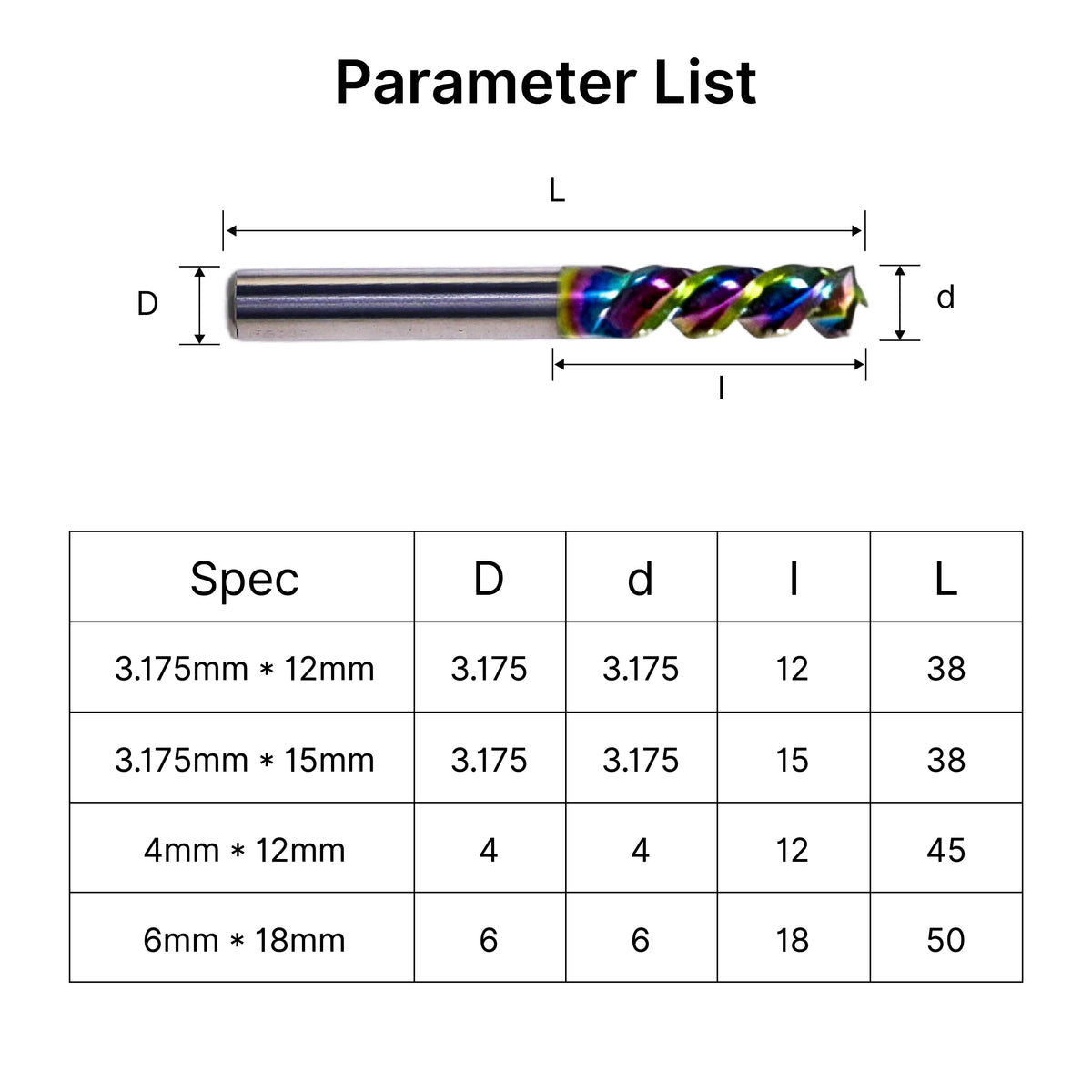 3 Flute (O-Flute) Up-Cut Spiral End Mill forAluminum