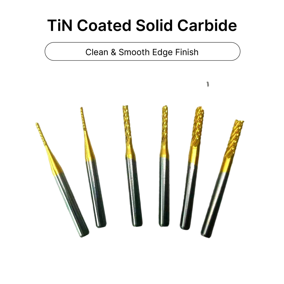 10-Pack TiN Coated Corn Teeth End Mill - 1/8" (3.175mm) Shank