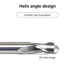 35-degree helix angle design on the ball nose end mill, engineered for smooth chip evacuation during metal cutting