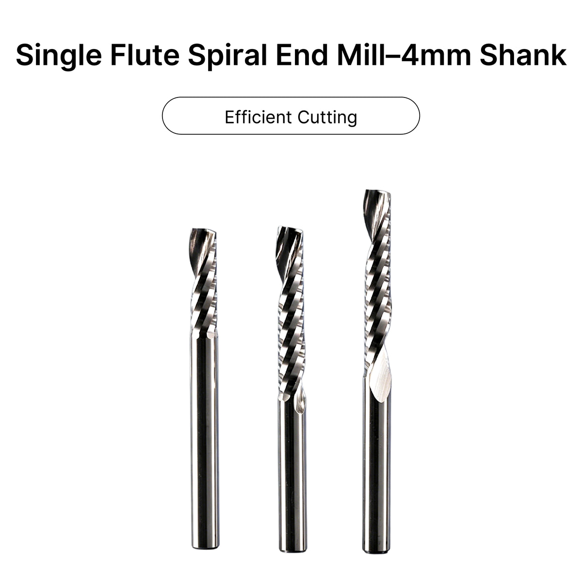 Single Flute (O-Flute) Up-Cut Spiral End Mill for Non-Metals - 4mm (5/32") Shank