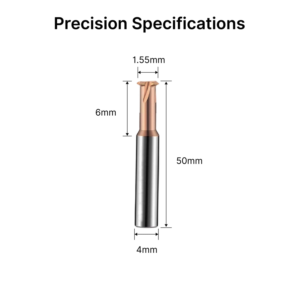 Dimensional drawing of the 6mm shank thread mill showing a 4.8mm cutting diameter and 18mm flute length.