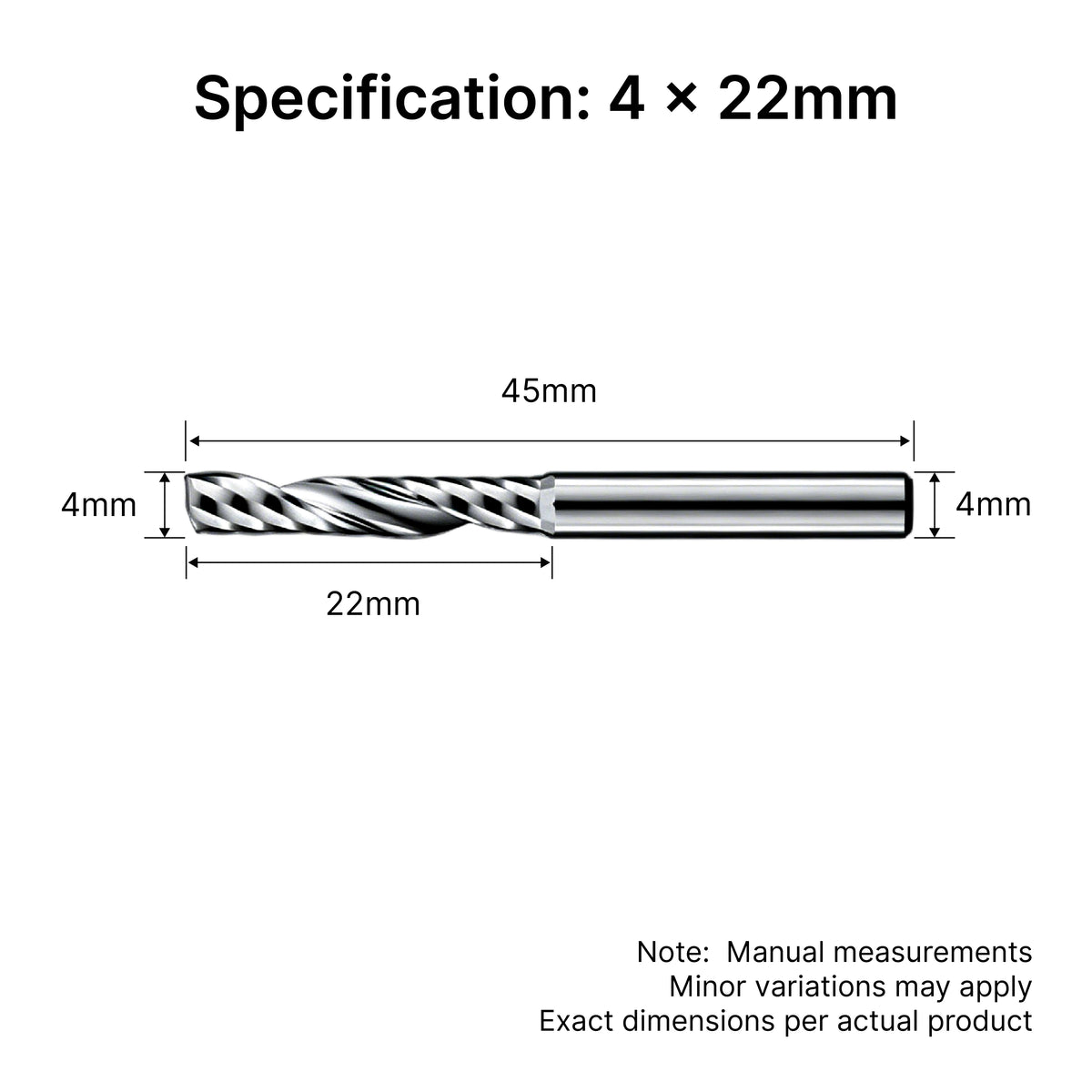 Single Flute (O-Flute) Up-Cut Spiral End Mill for Non-Metals - 4mm (5/32") Shank