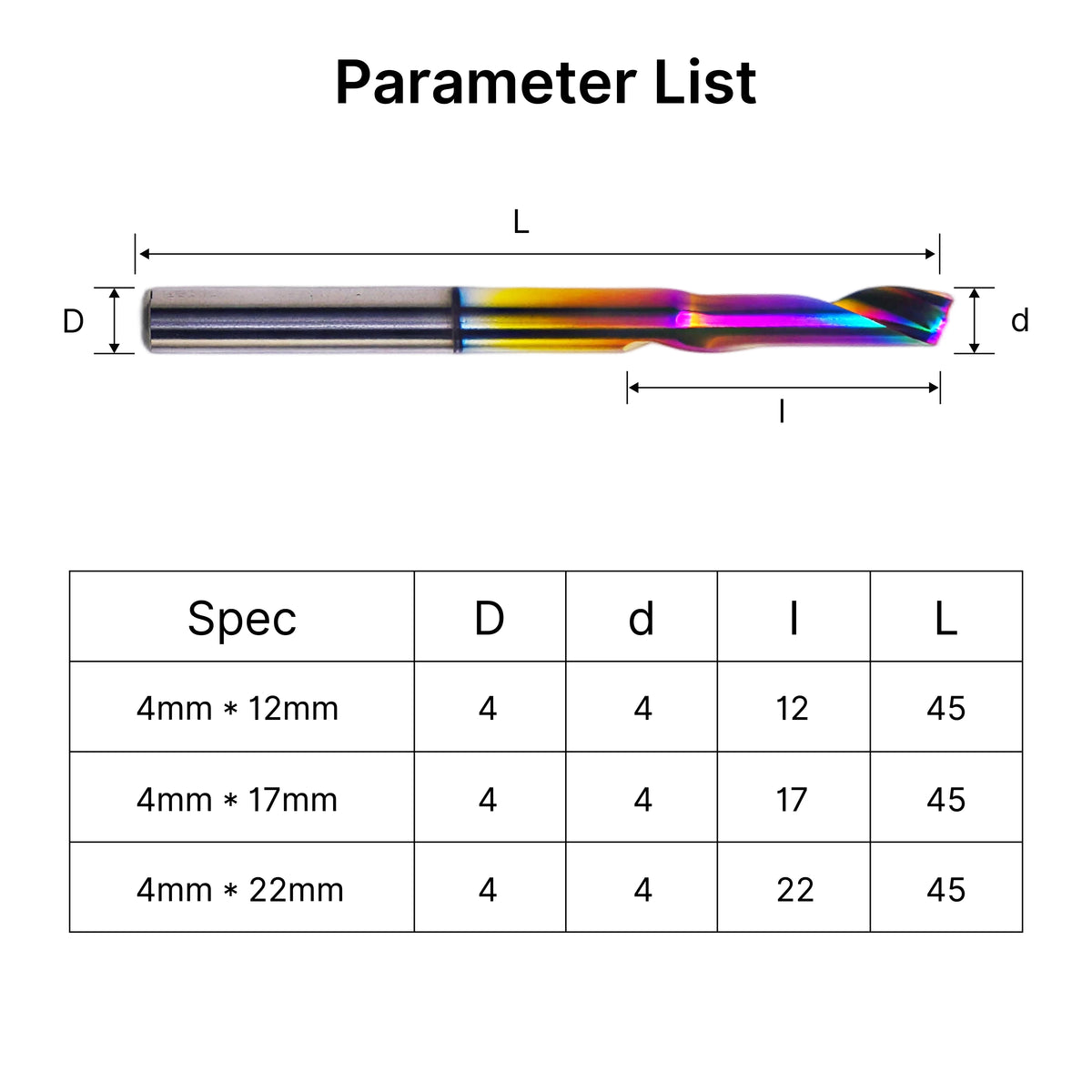 Single Flute (O-Flute) Up-Cut Spiral End Mill for Aluminum-4mm(5/32")Shank