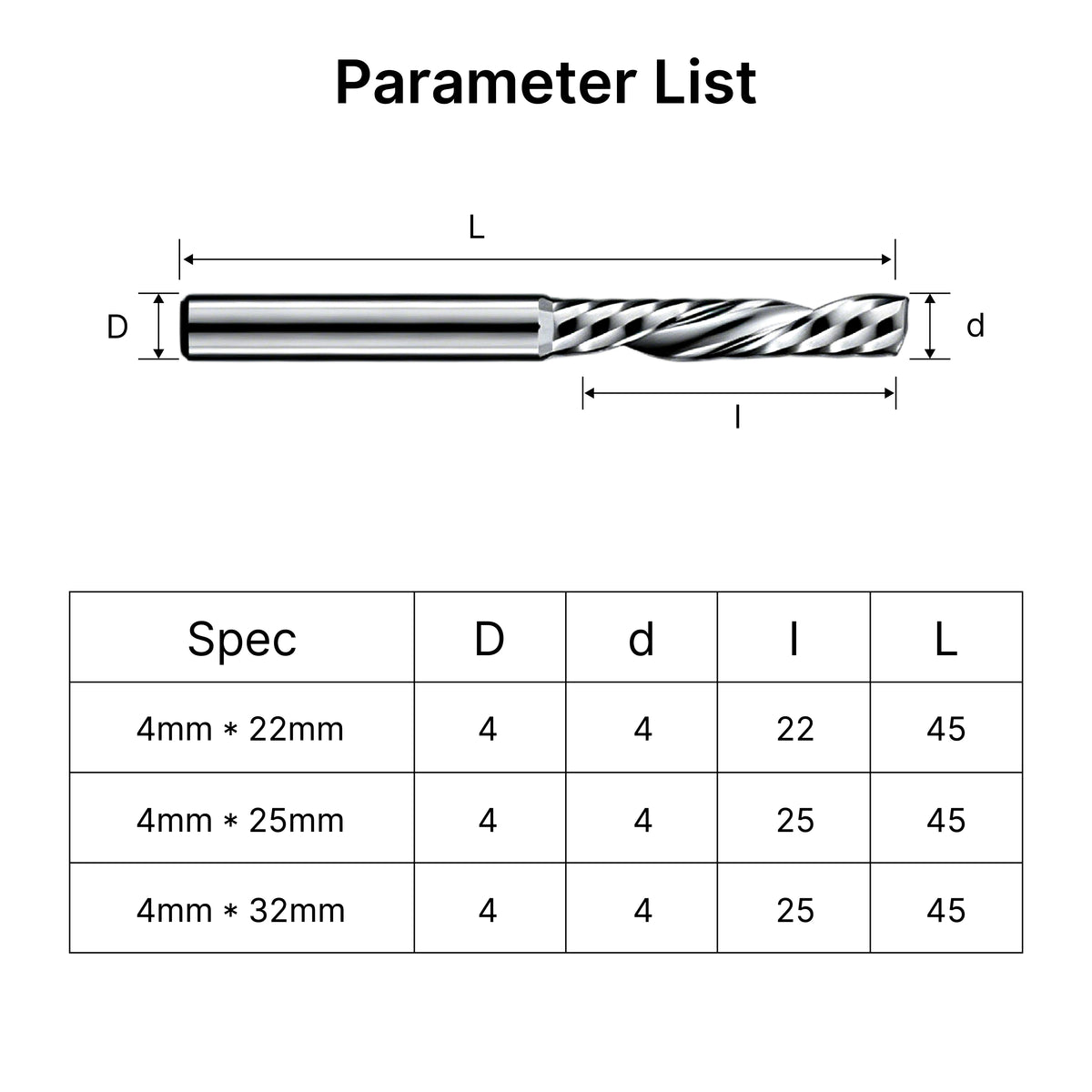 Single Flute (O-Flute) Up-Cut Spiral End Mill for Non-Metals - 4mm (5/32") Shank