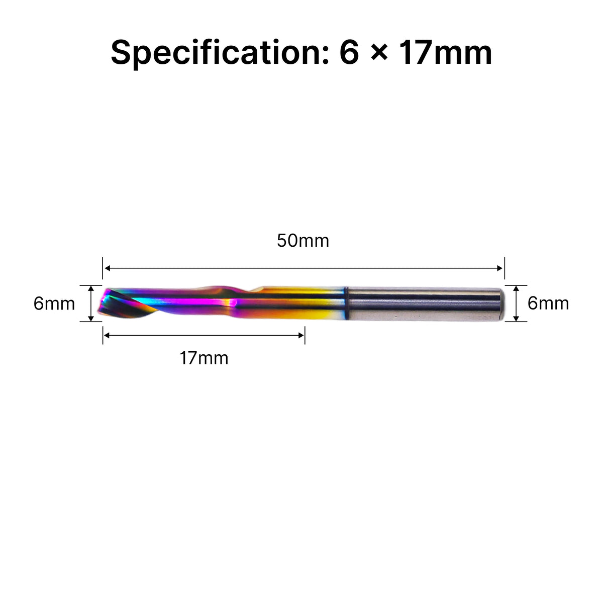 Single Flute (O-Flute) Up-Cut Spiral End Mill for Aluminum-6mm (15/64")Shank
