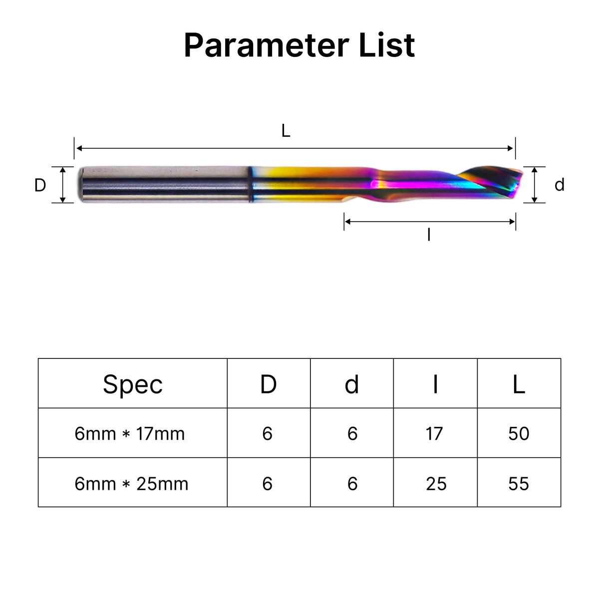 Single Flute (O-Flute) Up-Cut Spiral End Mill for Aluminum-6mm (15/64")Shank