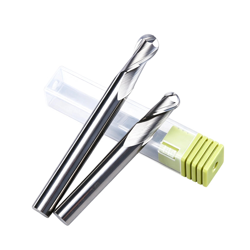 2-Flute Solid Carbide Ball Nose End Mill for Aluminum & Brass - 6mm (15/64")Shank