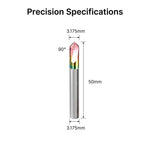 Dimensional drawing of the 3.175mm shank 90-degree chamfer mill.