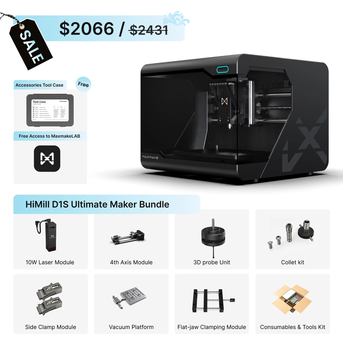 HiMill D1S - Pro Desktop CNC with Ball Screws & QTC