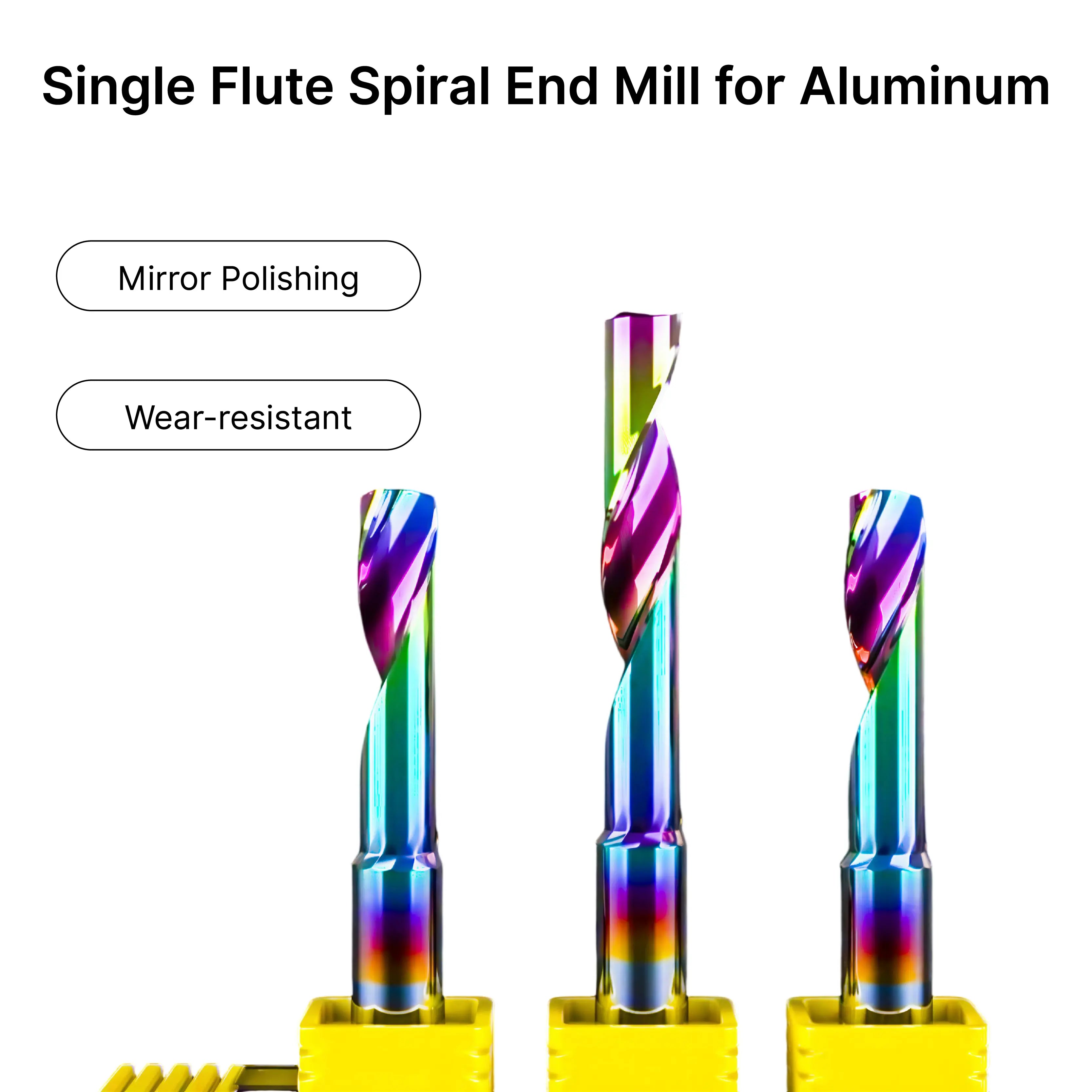 Single Flute (O-Flute) Up-Cut Spiral End Mill for Aluminum- 1/8″ Shank