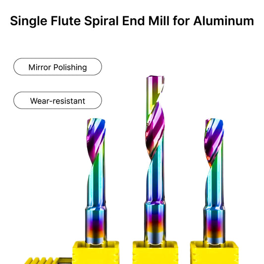 Single Flute (O-Flute) Up-Cut Spiral End Mill for Aluminum- 1/8″ Shank