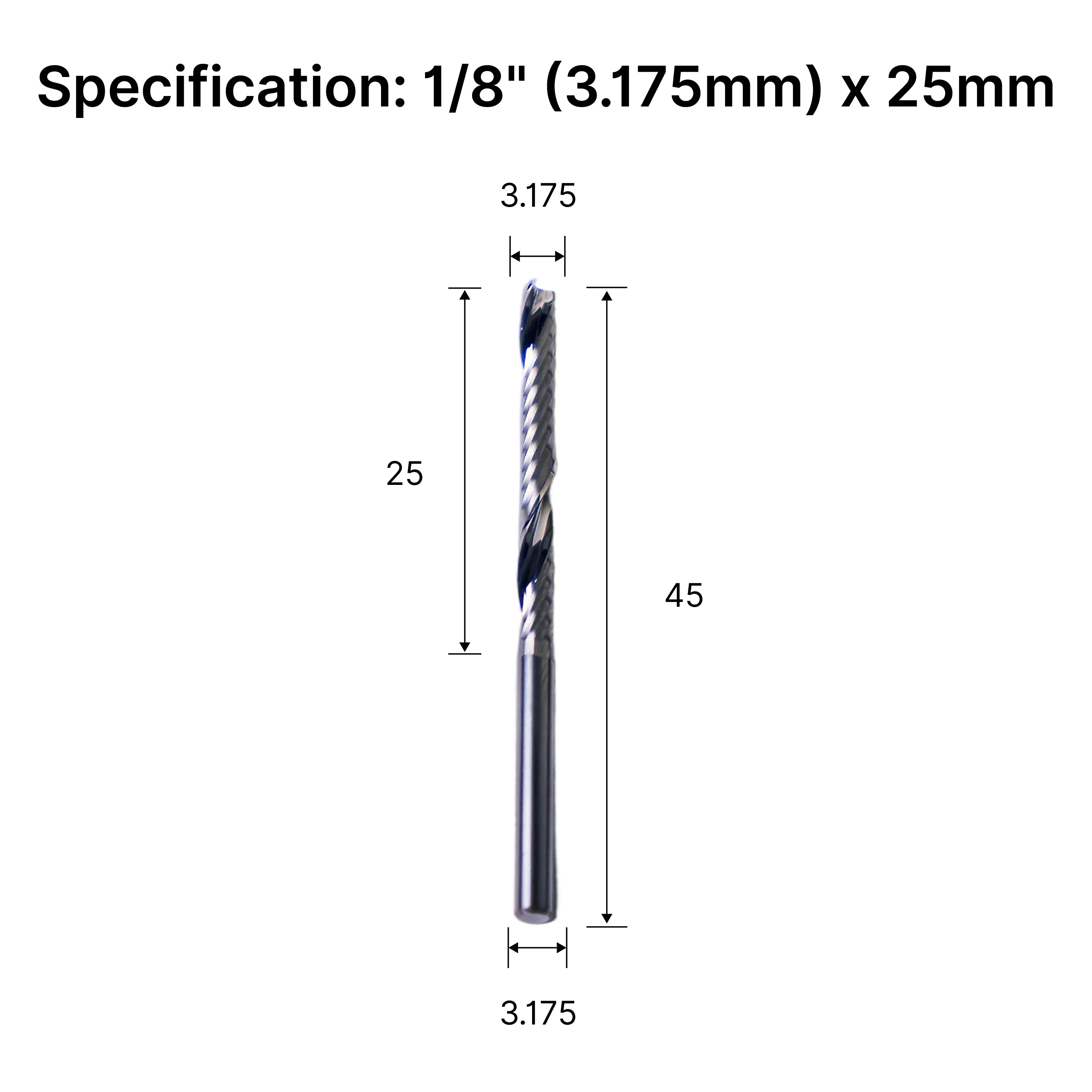  Specification: 1/8" (3.175mm) x 25mm