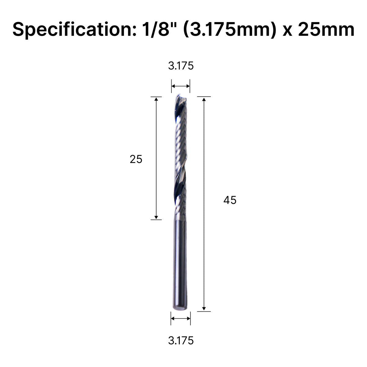  Specification: 1/8" (3.175mm) x 25mm