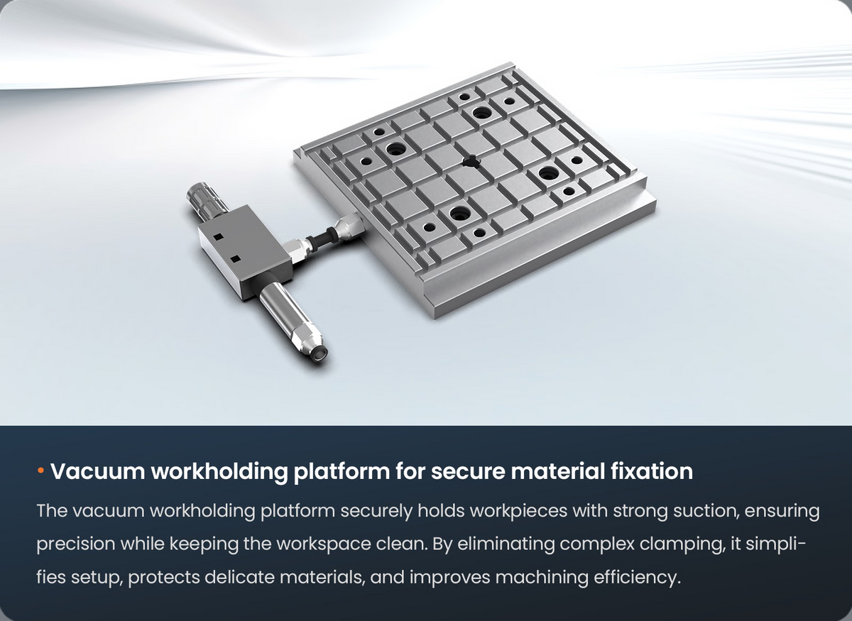 Vacuum workholding platform for secure material fixation