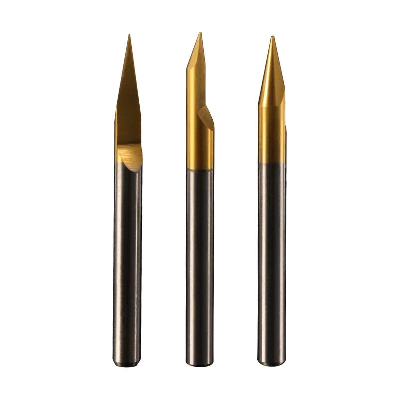 Solid Carbide Flat Bottom Engraving Bits for Metal, Aluminum & Brass - 1/8" Shank