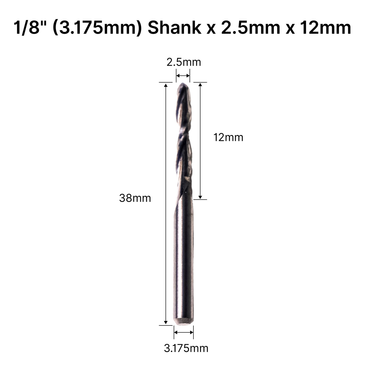 2-Flute CNC Ball Nose End Mill for Wood & Acrylic(3D Carving) - 1/8″ Shank