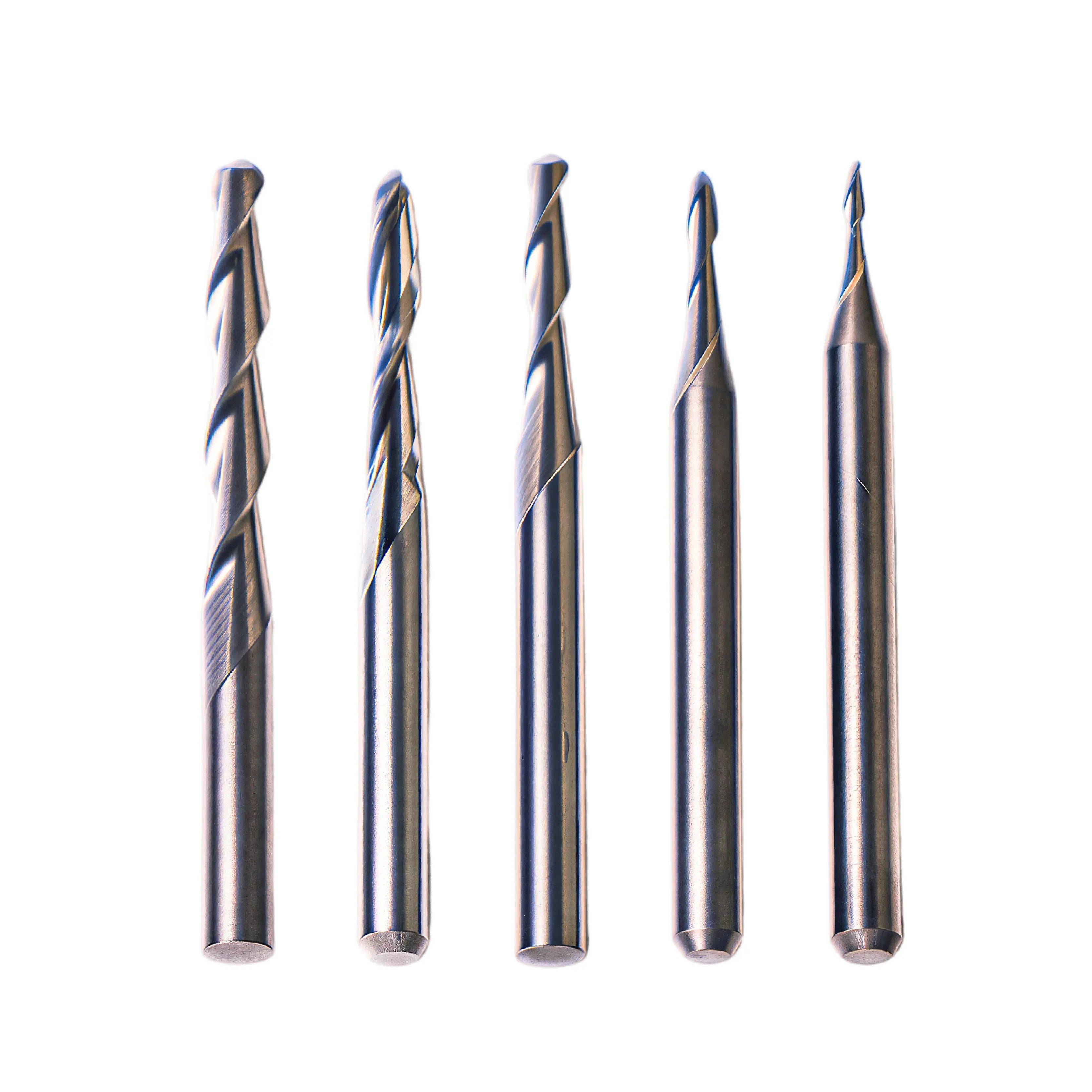 2-Flute Spiral Ball Nose End Mill for Wood & Acrylic 3D Carving, 1/8" Shank Solid Carbide CNC Router Bit