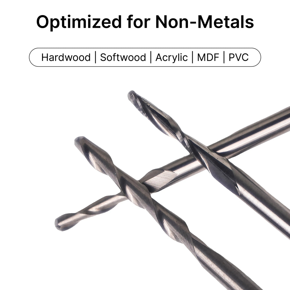2-Flute Spiral Ball Nose End Mill for Wood, Acrylic, MDF, and PVC. Optimized Non-Metal CNC Bits for 3D Relief Carving.