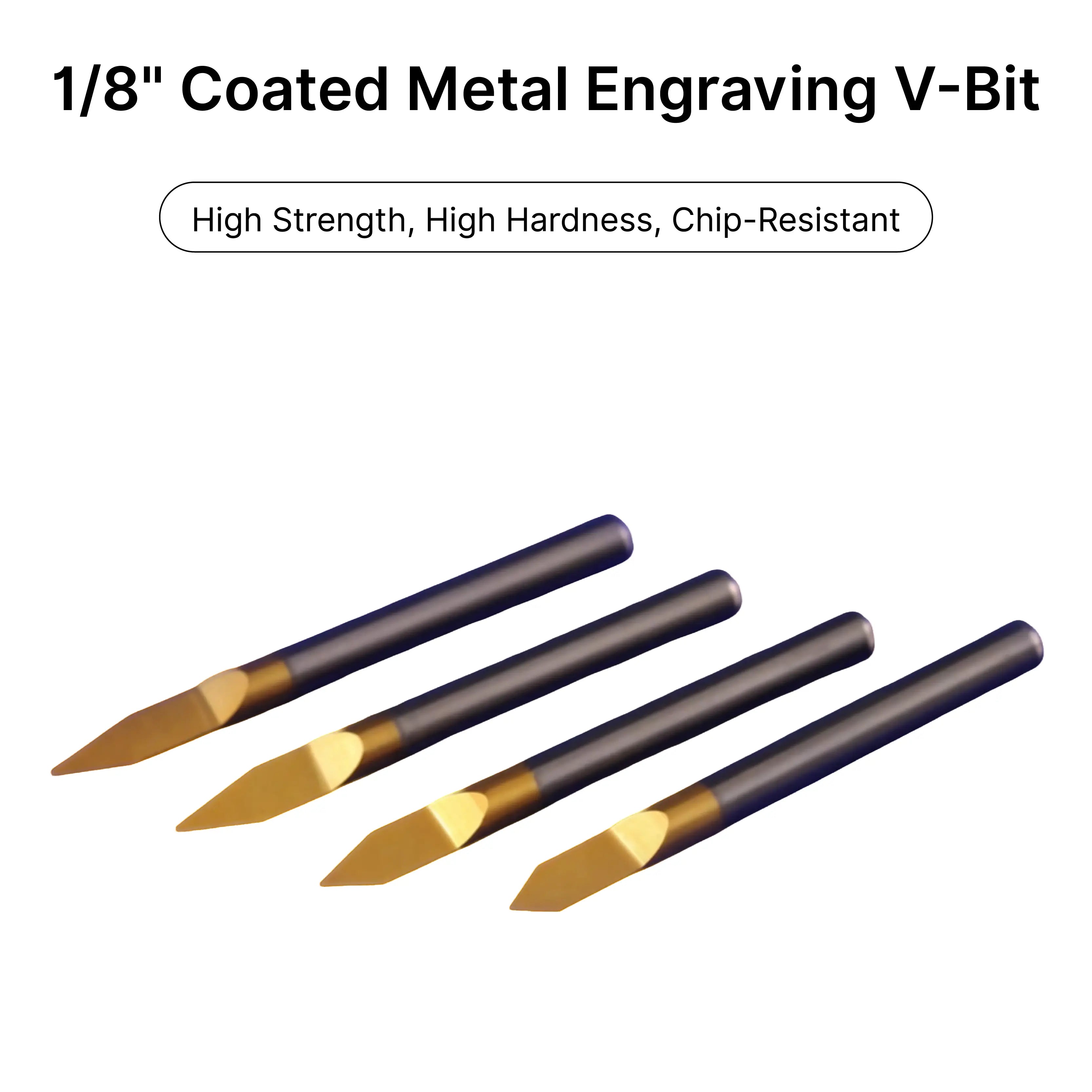 MAXMAKE 1/8" Coated Carbide V-Bits, Precision Metal Carving and Engraving Tool for Desktop CNC