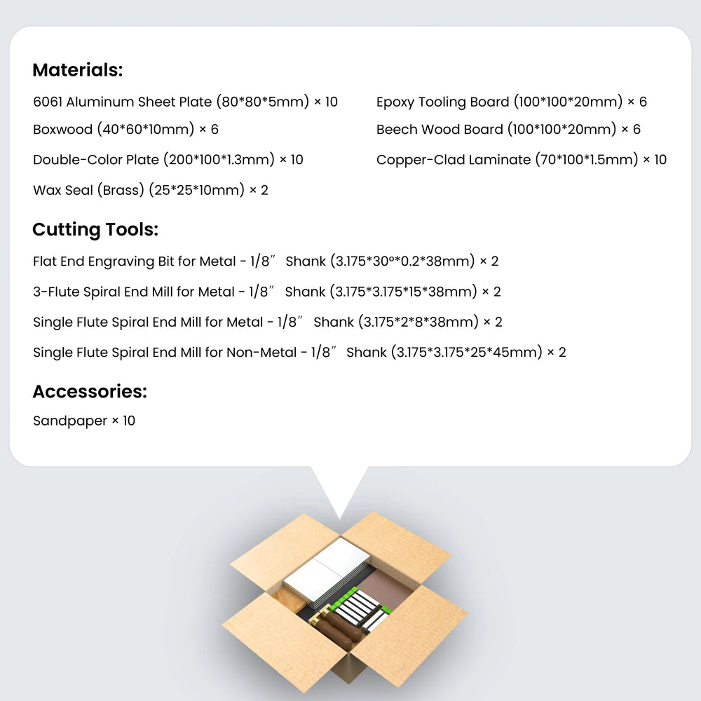 HiMill D1 CNC Kit for milling, engraving, and cutting aluminum, wood, and brass. Includes pro end mills and bits.
