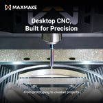 MAXMAKE HiMill D1S desktop CNC machine demonstrating high precision metal milling with flawless surface finish.