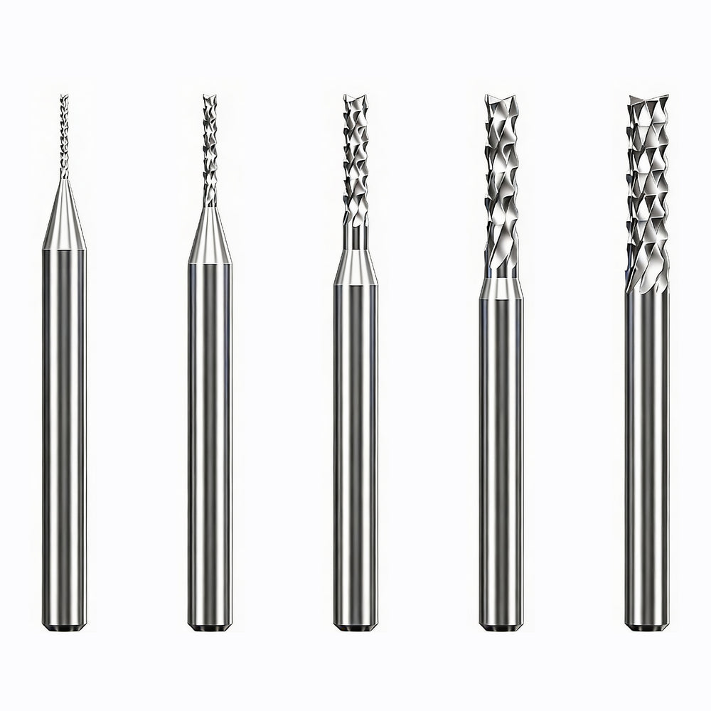 10-piece Solid Carbide PCB Corn Router Bit Set by MAXMAKE.