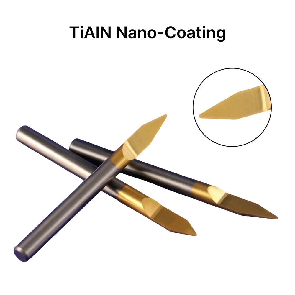 MAXMAKE Coated Carbide Engraving V-Bits for Metal, 1/8 Inch Shank Flat Bottom Bits for CNC Milling